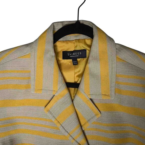 Talbots Women's Double-Breasted Blazer Yellow Gray Stripe Cotton Blend Size 20WP - Picture 2 of 8